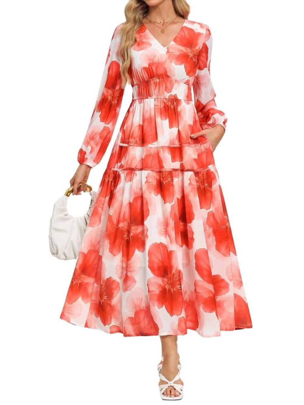 Womens Long Sleeve Floral Maxi Fall Dress 2026
